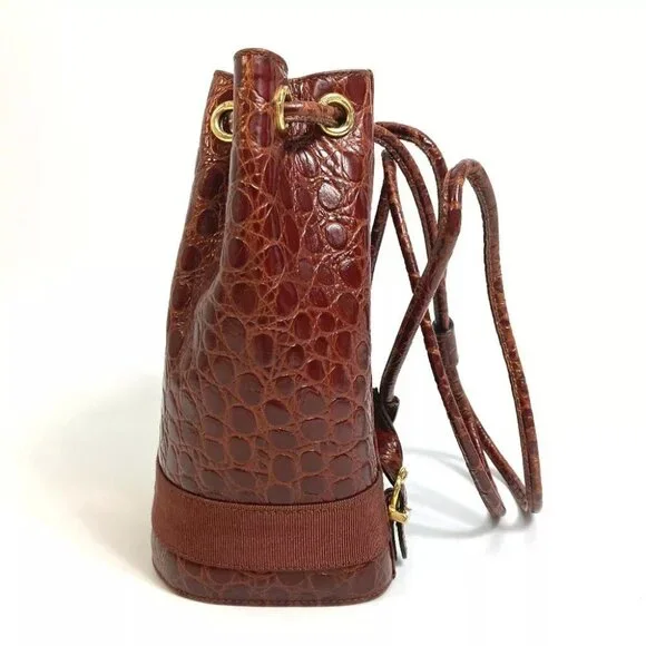 Salvatore Ferragamo AQ-215676 Vala Embossing Backpack Leather Brown